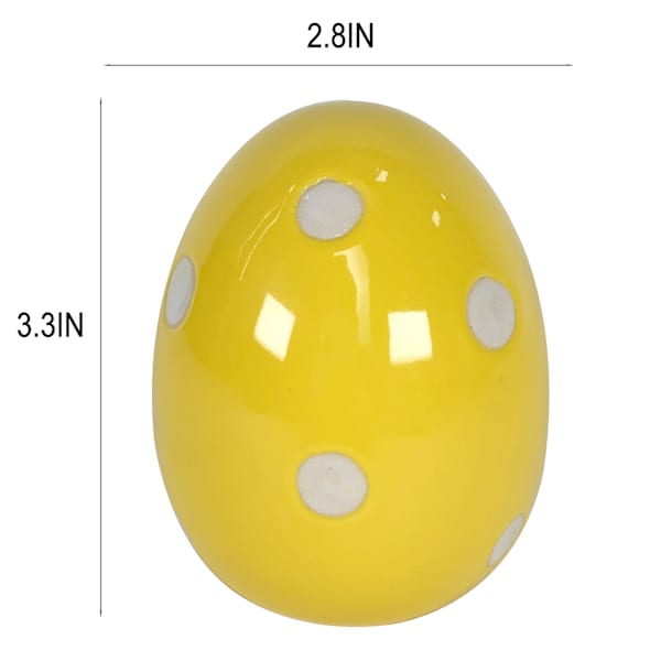 Homespun Easter Yellow & White Polka Dot Ceramic Egg, 4"