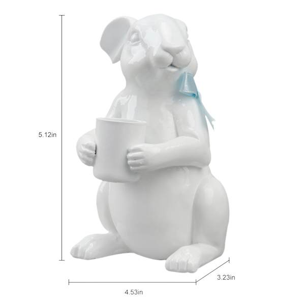 Providence White Ceramic Bunny Candle Holder, 4"