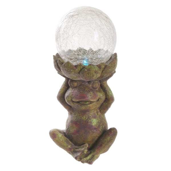Solar Frog Outdoor Garden Statue, 11.5"