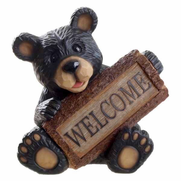 Welcome Bear Outdoor Garden Statue, 12.6"