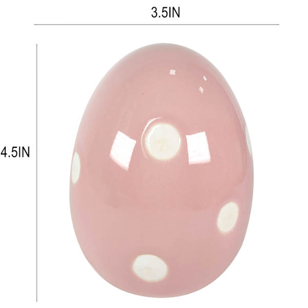 Homespun Easter Pink Ceramic Egg, 5"