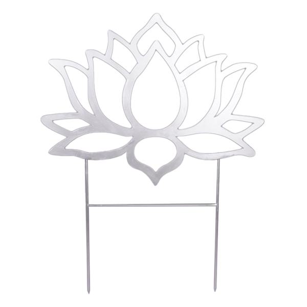 Found & Fable Silver Lotus Yard Stake, 23"