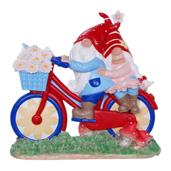 Sunny Club Gnome On Bicycle Outdoor Garden Statue