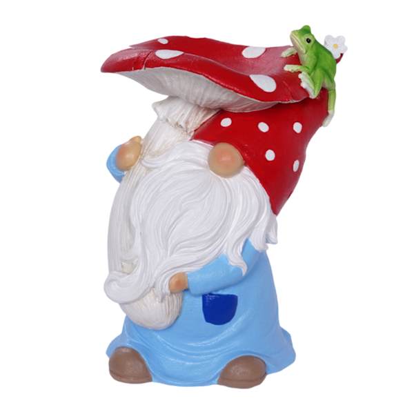 Sunny Club Gnome With Mushroom Outdoor Birdbath