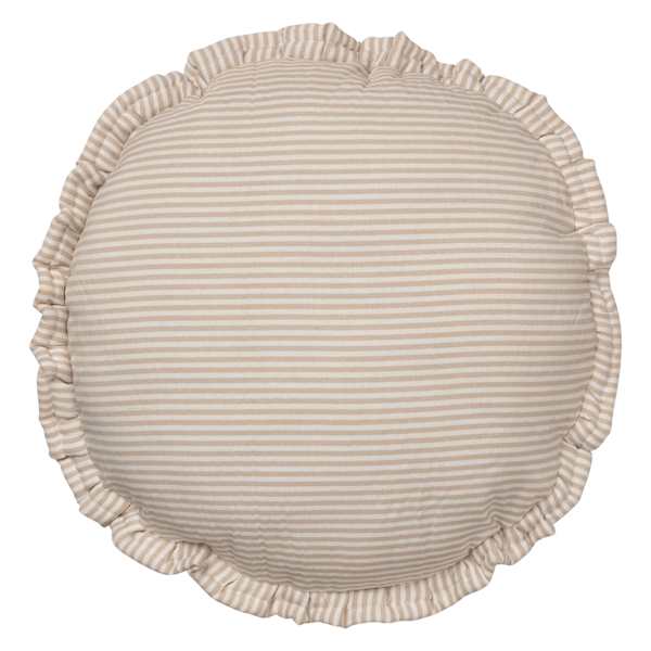 Honeybloom Neutral Striped Round Pillow