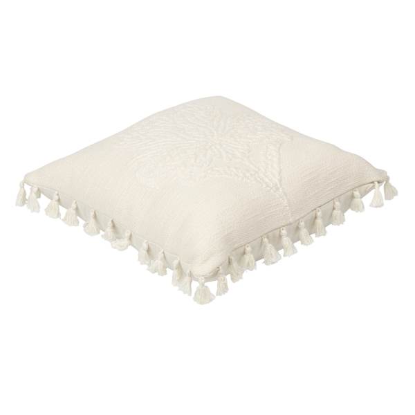 Found & Fable Lotus Floral Throw Pillow with Tassels, 18"