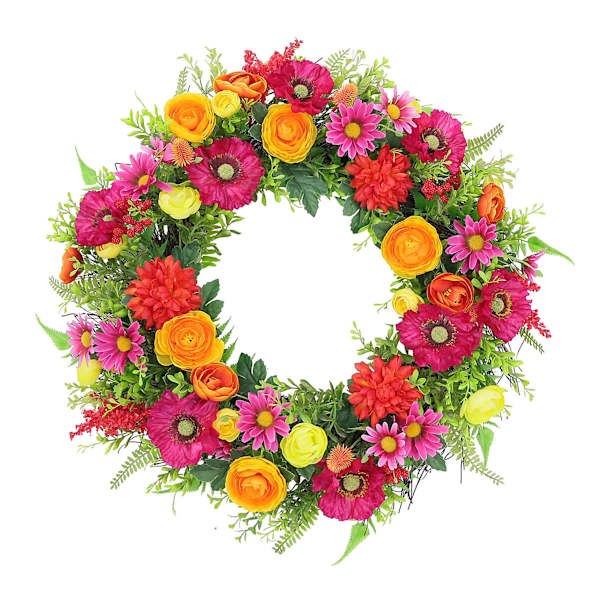 Ranunculus, Anemone & Daisy Grapevine Wreath, 20"