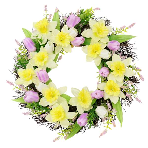 Daffodils & Tulip Wreath, 22"