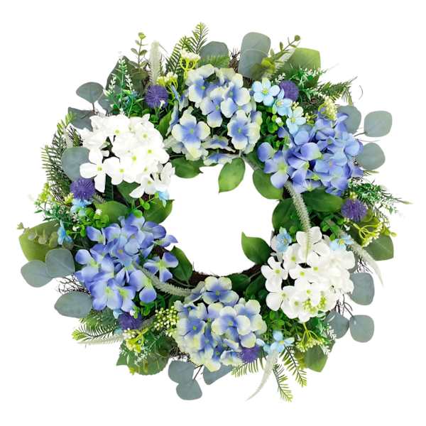 Hydrangea & Foxtail Spiral Vine Wreath, 24"