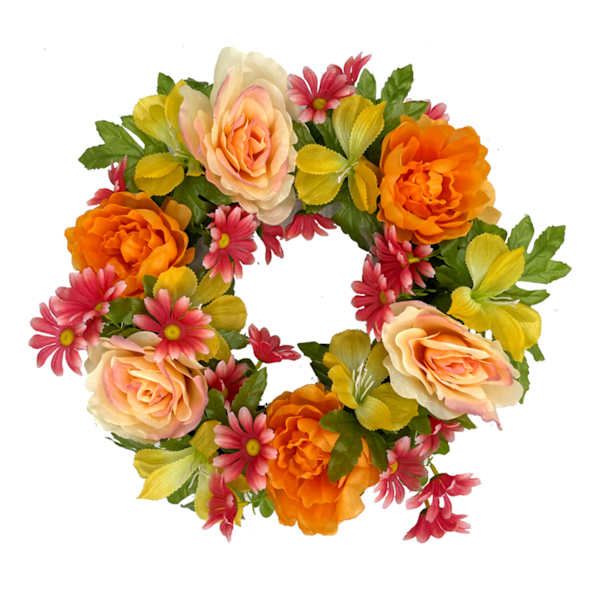 Orange & Yellow Mixed Floral Wreath, 18"