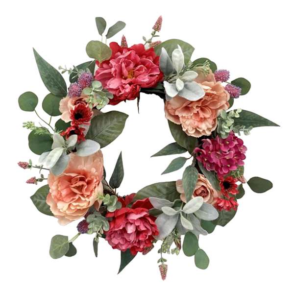 Pink Peony & Lamb's Ear Mix Wreath, 22"