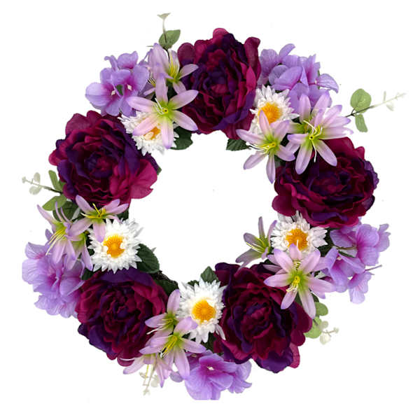 Purple Mixed Floral Wreath, 18"