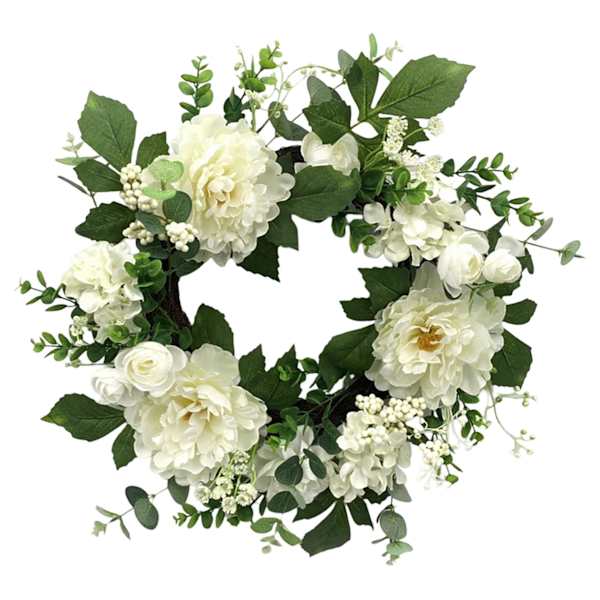 White Peony & Ranunculus Mix Wreath, 22"