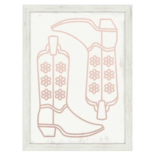 Pink Straight Fit Cowgirl Boots Framed Wall Art, 12x16