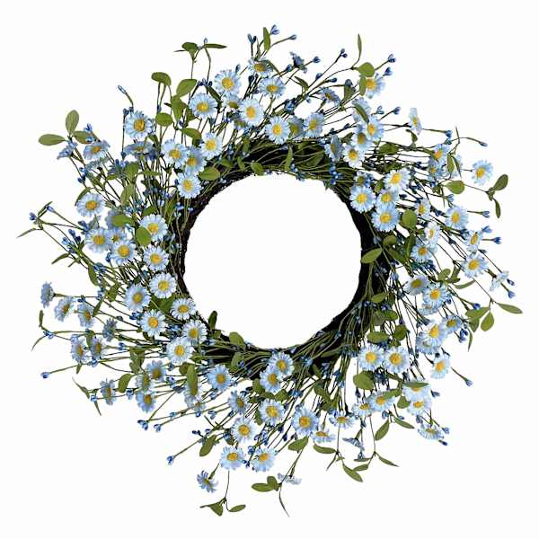 Blue Daisy Wreath, 22"