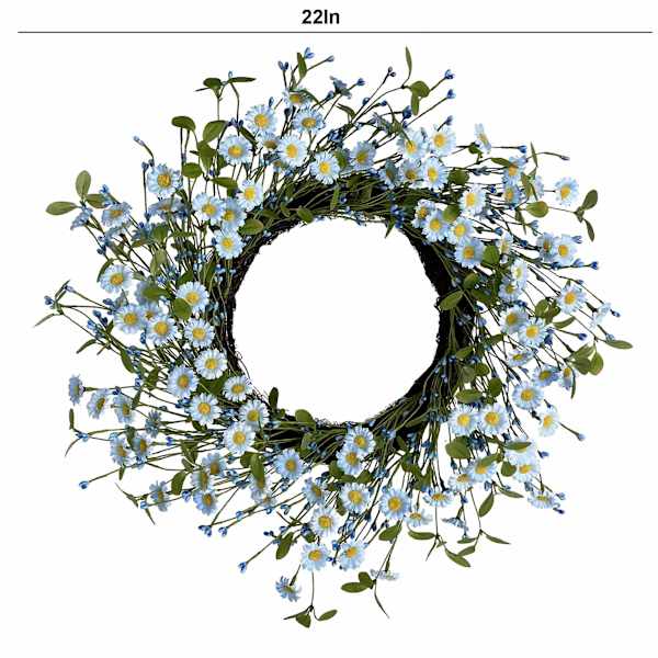 Blue Daisy Wreath, 22"