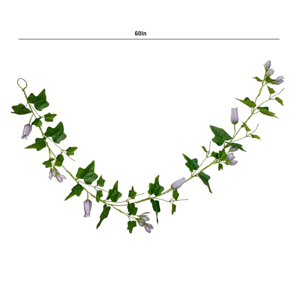 Lavender Tulips & Leaves Coiled Garland, 60"