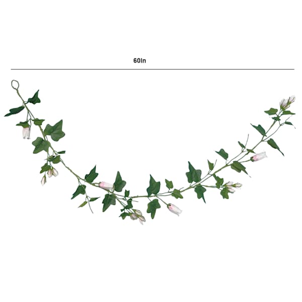 Pink Tulip & Leaves Coiled Garland, 60"