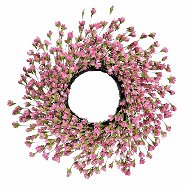 Pink Cluster Flower Wreath, 24"