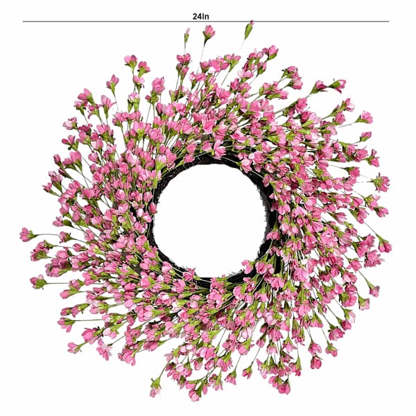 Pink Cluster Flower Wreath, 24"