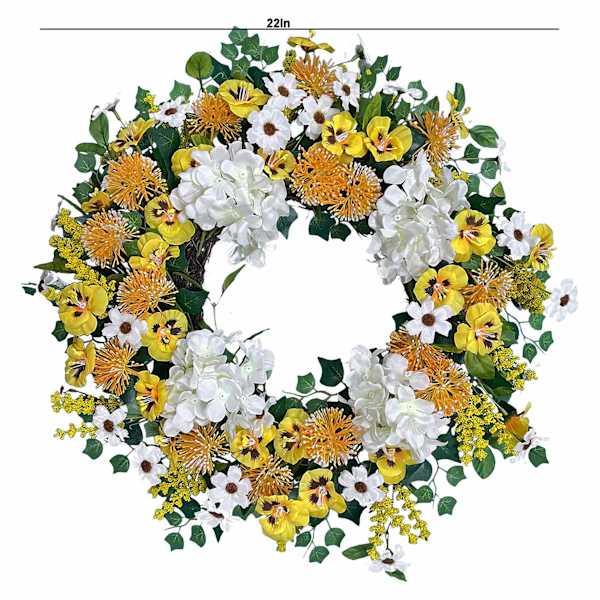 Hydrangea & Wild Flower Wreath, 22"