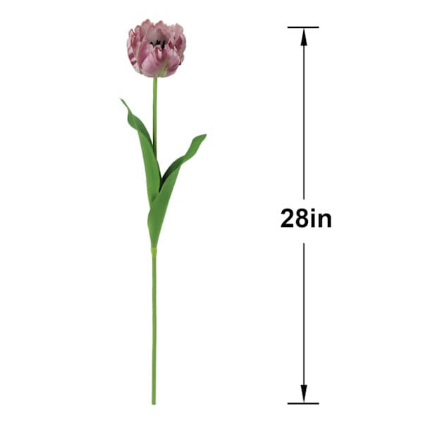 Willow Crossley Purple Soft Touch 4-Layer Parrot Tulip Floral Stem, 28"