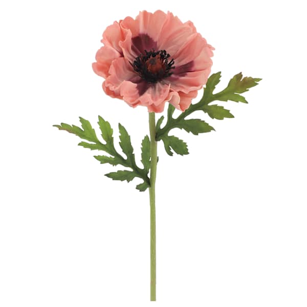 Willow Crossley Pink Soft Touch Poppy Floral Pick, 12.5"