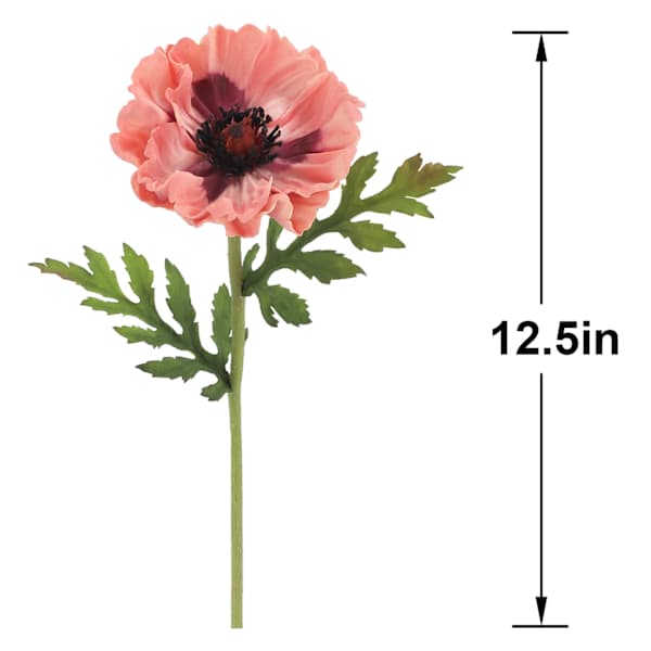Willow Crossley Pink Soft Touch Poppy Floral Pick, 12.5"