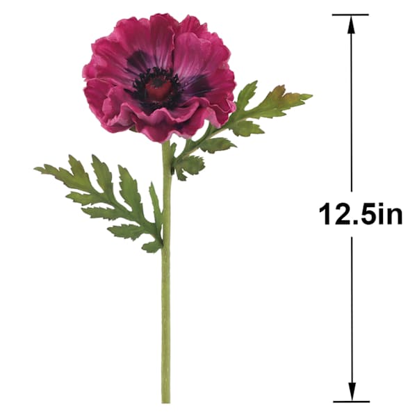 Willow Crossley Purple Soft Touch Poppy Floral Pick, 12.5"