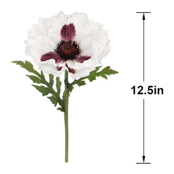 Willow Crossley White Soft Touch Poppy Floral Pick, 12.5"