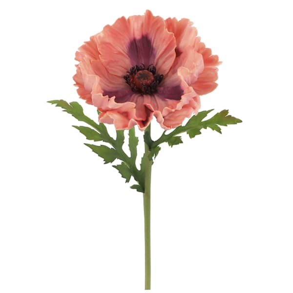 Willow Crossley Pink Soft Touch Poppy Floral Pick, 12.5"