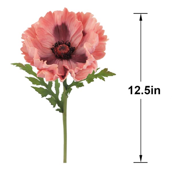 Willow Crossley Pink Soft Touch Poppy Floral Pick, 12.5"
