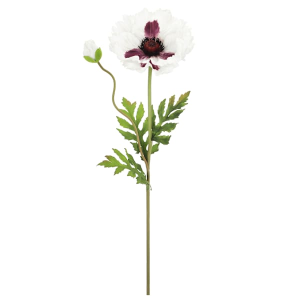 Willow Crossley White & Purple Poppy Floral Stem, 28.5"