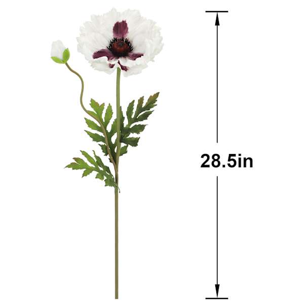 Willow Crossley White & Purple Poppy Floral Stem, 28.5"