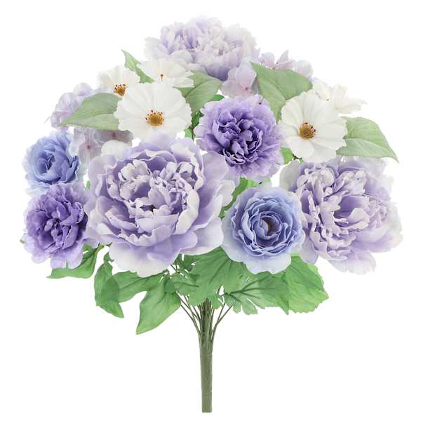 14-Head Peony, Ranunculus & Cosmos Mixed Bush, 22"