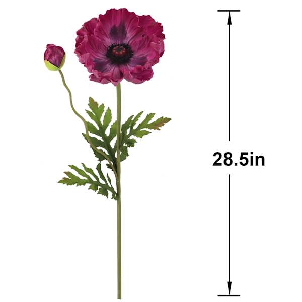 Willow Crossley Purple Poppy Floral Stem, 28.5"