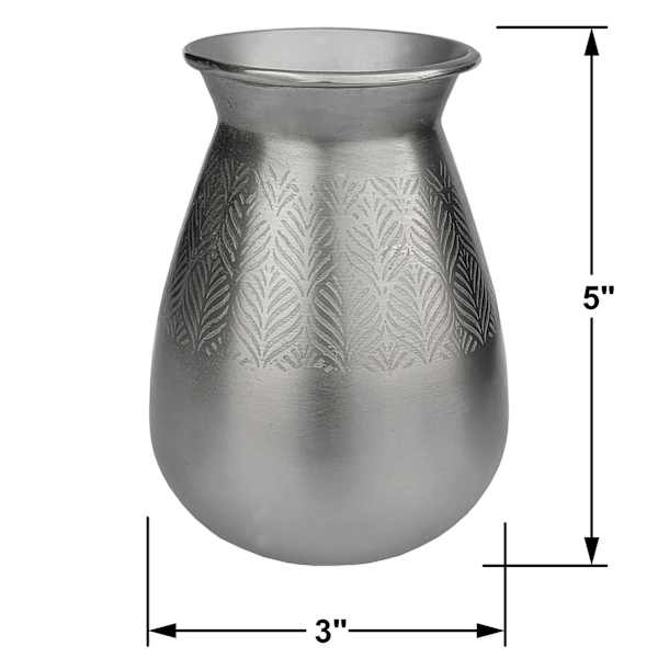 Found & Fable Half Etching  Extra Small Metal Vase, 4.7"