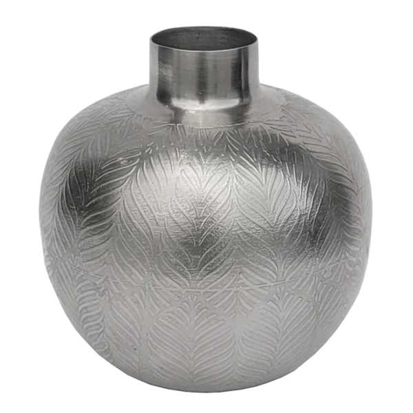 Found & Fable Half Etching Small Metal Vase, 4.2"