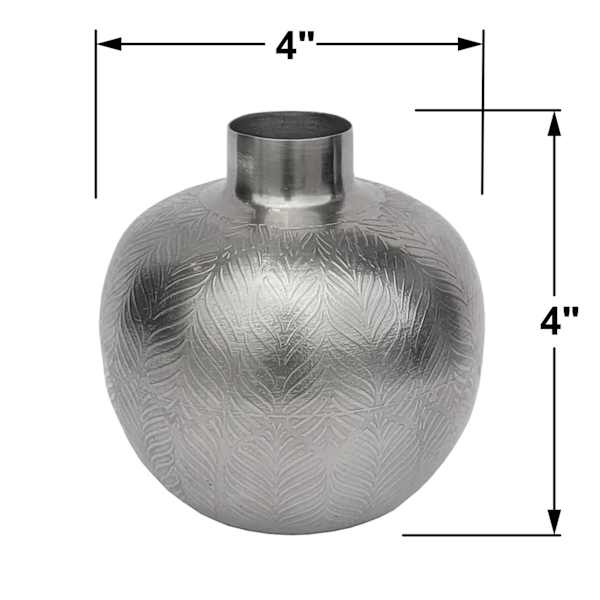 Found & Fable Half Etching Small Metal Vase, 4.2"