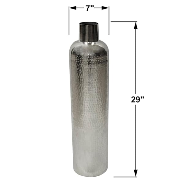 Smooth Silver Metal Oversized Vase, 29"