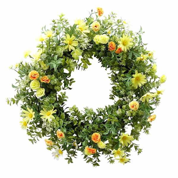 Yellow Wildflower Floral Wreath, 20"
