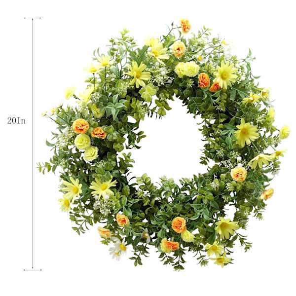 Yellow Wildflower Floral Wreath, 20"