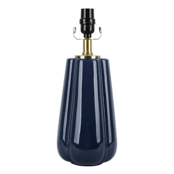 Navy Fluted Ceramic Medium Table Lamp, 16"
