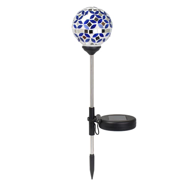 Solar Blue Mosaic Globe Pathway Light
