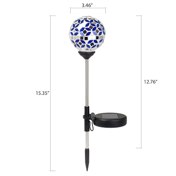 Solar Blue Mosaic Globe Pathway Light