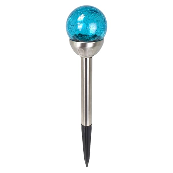Solar Blue Crackle Small Globe Pathway Light