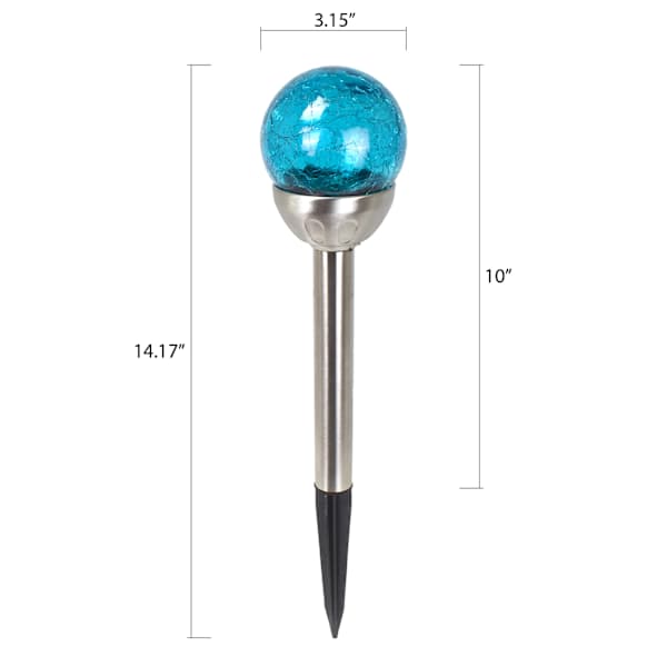 Solar Blue Crackle Small Globe Pathway Light