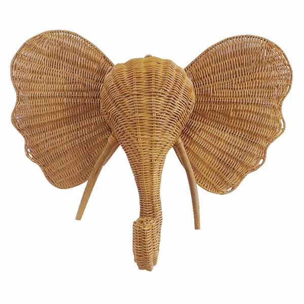 Natural Woven Elephant Wall Decor, 18x20