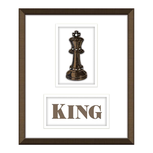 Framed Chess King Print Under Gass Jeweled Wall Art, 13x11