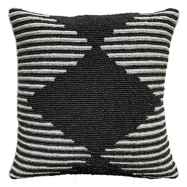 Tracey Boyd Dark Grey Geo Beaded Throw Pillow, 12"